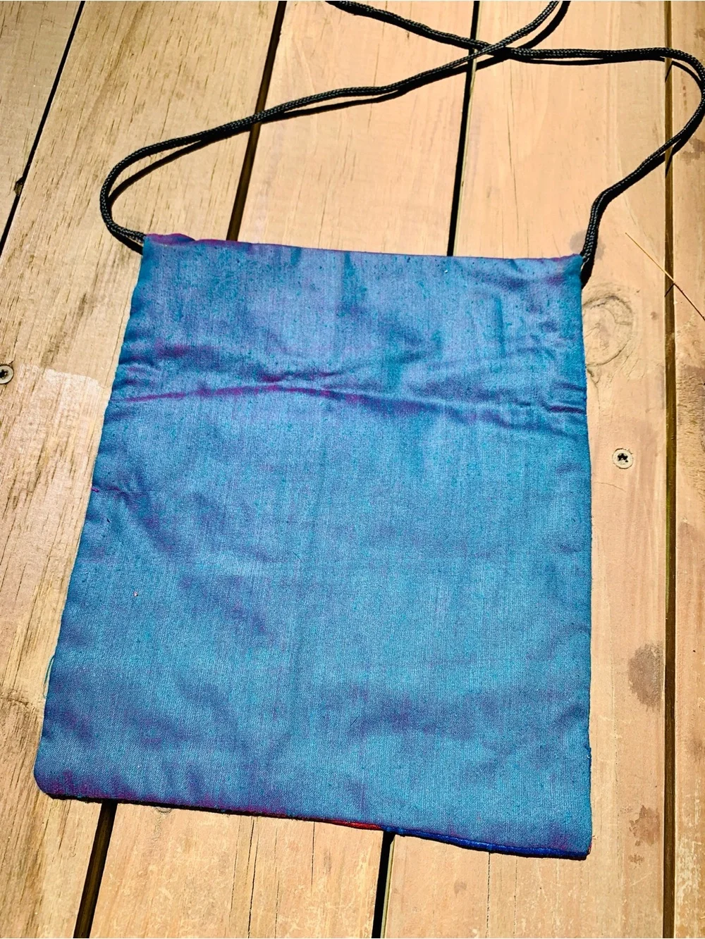 Silk Embroidered Elephant Crossbody bag in Blue, Red & Cream